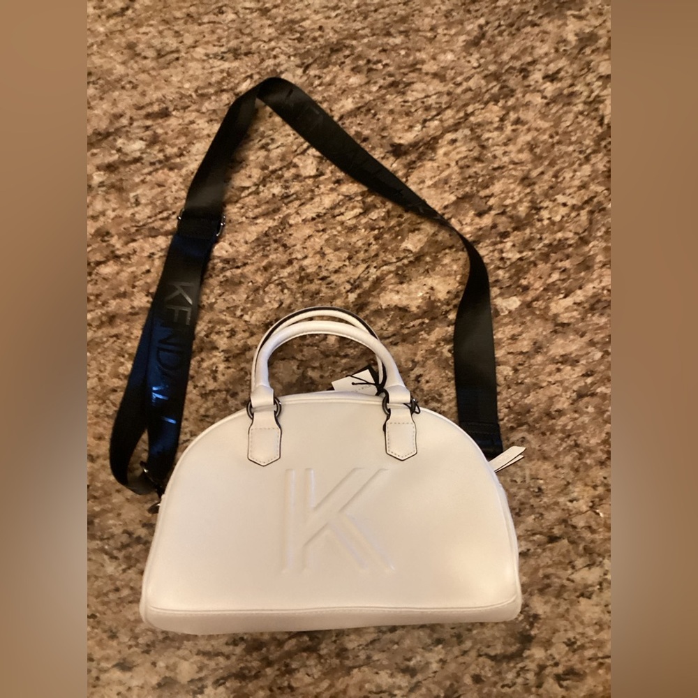 White Kendall & Kylie Bag with Black Strap